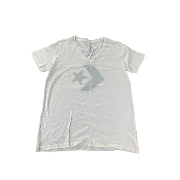 Converse White Graphic Short Sleeve V-Neck T-Shirt Women's Size XS - Picture 1 of 6
